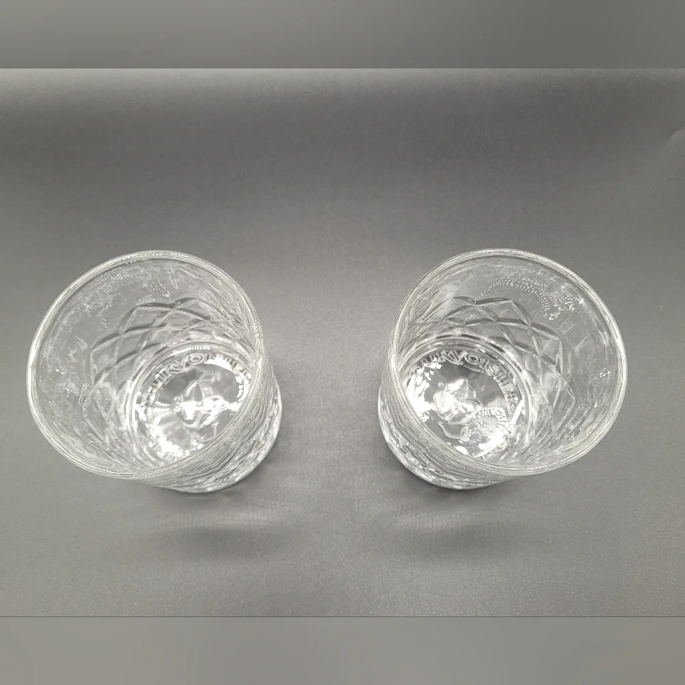 Courvoisier Cognac Brandy Glasses Cut Glass Embossed Set of 2​​​